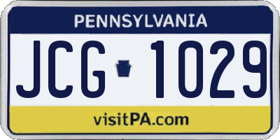 PA license plate JCG1029