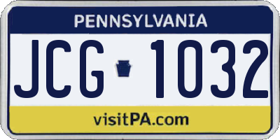 PA license plate JCG1032