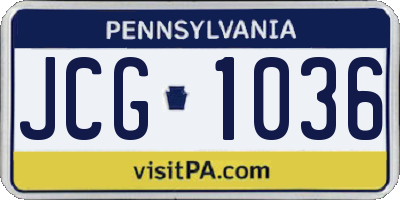 PA license plate JCG1036