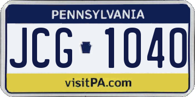 PA license plate JCG1040