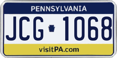 PA license plate JCG1068