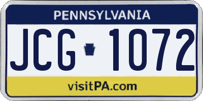 PA license plate JCG1072