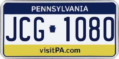 PA license plate JCG1080