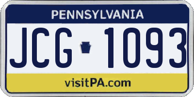 PA license plate JCG1093