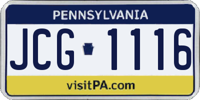 PA license plate JCG1116