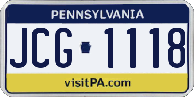 PA license plate JCG1118