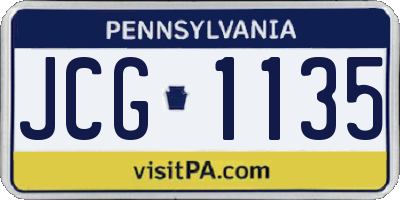 PA license plate JCG1135