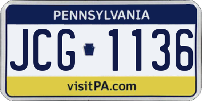 PA license plate JCG1136