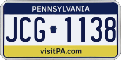 PA license plate JCG1138