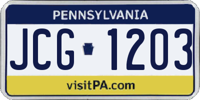 PA license plate JCG1203