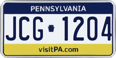 PA license plate JCG1204