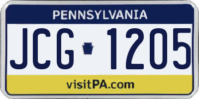 PA license plate JCG1205