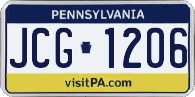 PA license plate JCG1206