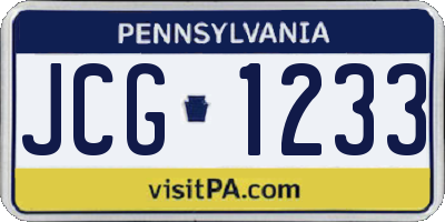PA license plate JCG1233