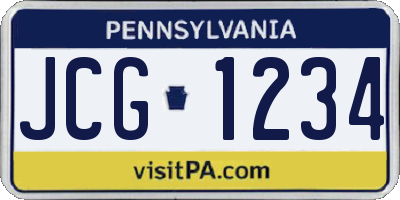 PA license plate JCG1234