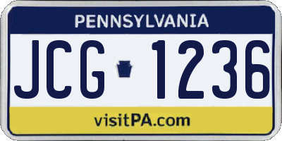 PA license plate JCG1236