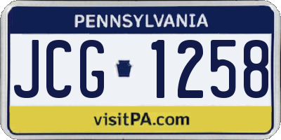 PA license plate JCG1258