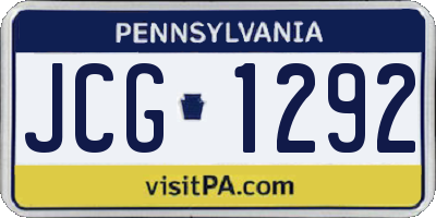 PA license plate JCG1292