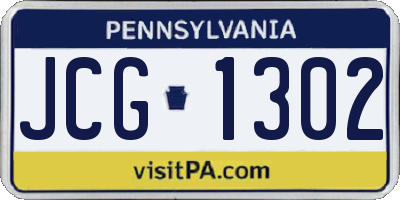 PA license plate JCG1302