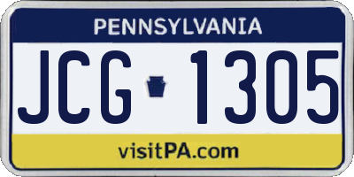 PA license plate JCG1305