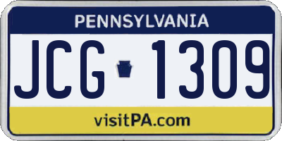 PA license plate JCG1309