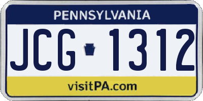 PA license plate JCG1312