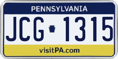 PA license plate JCG1315