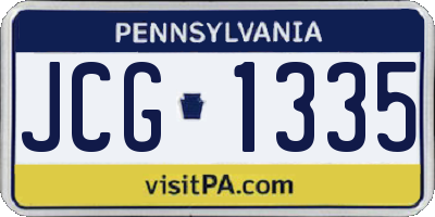 PA license plate JCG1335