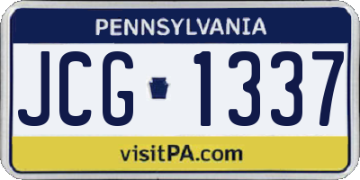 PA license plate JCG1337