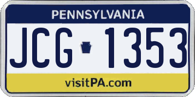 PA license plate JCG1353