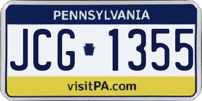 PA license plate JCG1355