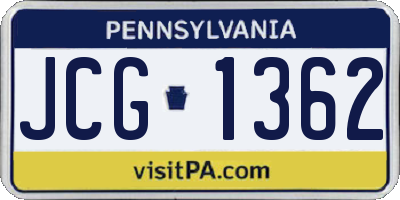 PA license plate JCG1362