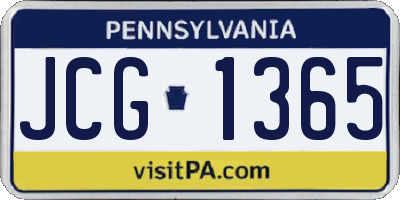 PA license plate JCG1365