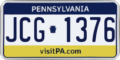 PA license plate JCG1376