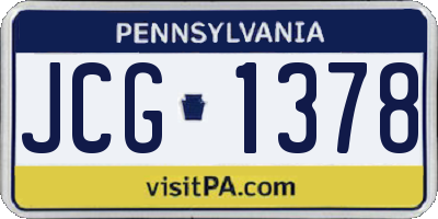 PA license plate JCG1378