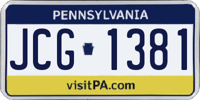 PA license plate JCG1381