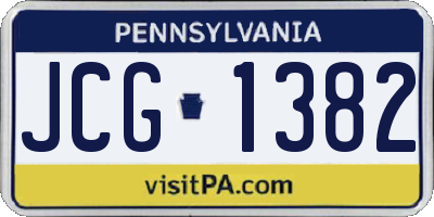 PA license plate JCG1382