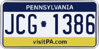 PA license plate JCG1386