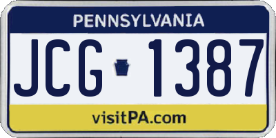 PA license plate JCG1387
