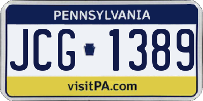 PA license plate JCG1389