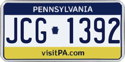 PA license plate JCG1392