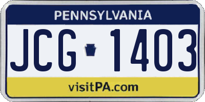 PA license plate JCG1403
