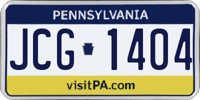 PA license plate JCG1404