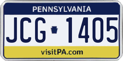 PA license plate JCG1405