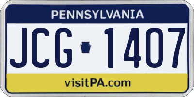 PA license plate JCG1407