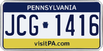 PA license plate JCG1416