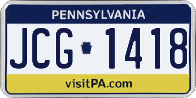 PA license plate JCG1418
