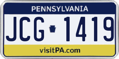 PA license plate JCG1419