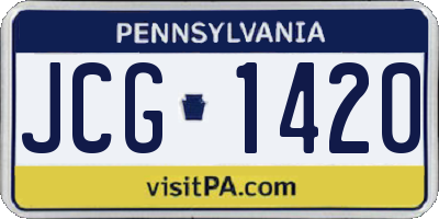 PA license plate JCG1420