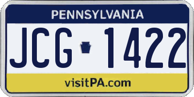 PA license plate JCG1422